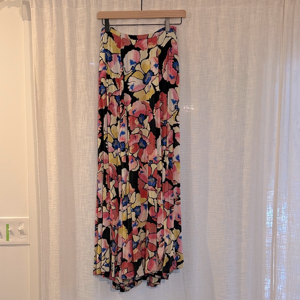 Free People Floral Maxi Skirt - Pink and Yellow